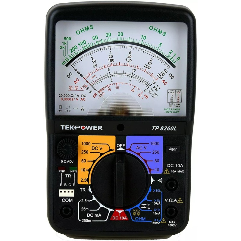 Tekpower TP8260L Analog Multimeter With Back Light, and Transistor Checking