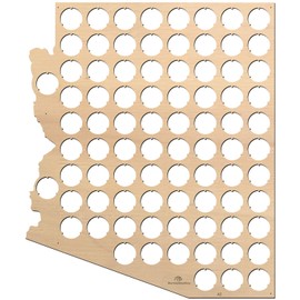 All States Beer Cap Map Arizona – 13,2x15,6 inches – 83 caps – Arizona Beer Cap Holder – Birch Plywood
