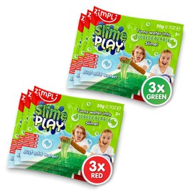 6 x Slime Value Pack from Zimpli Kids, Magically turns water into thick, colourful Red & Green Slime, Make your own Slime Kit, Children's Party Favours, Goody Bag Fillers, Slime Toy for Boys & Girls