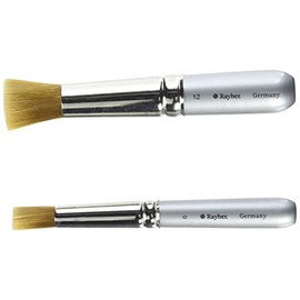 Rayher Schablonierpinsel Set, Größen 10 + 16 mm ø, Stupfpinsel, Synthetikborsten, Kugelspitze, Metallzwinge, lackierter Holzstiel, 37318000