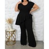 CXXQ Plus Size 2 Piece Outfits for Women Peplum Tops
