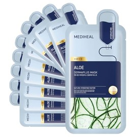Mascarilla de aloe Dermaplus (10 unidades) Mascarilla vegana diaria para hidratar la piel con pantenol y ácido hialurónico, mascarilla coreana para el cuidado personal de la piel