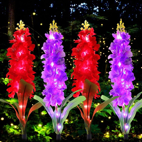 JOFONY Delphinium Solar Garden Lights,2 Packs 40 LED Newest Delphinium