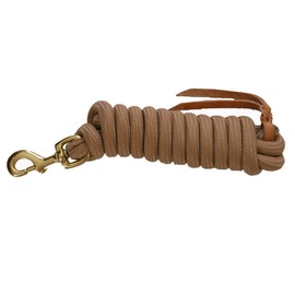 AJ Tack 9 Foot Nylon Lead Rope with Leather Popper Tan