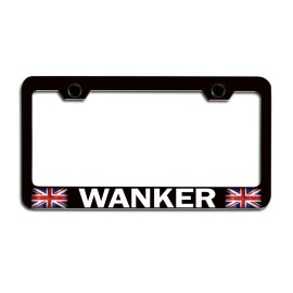 Makoroni WANKER British England Bl Steel License Plate Frame, License Tag Holde