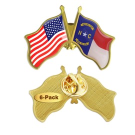 6/ Pack-American State North Carolina Flag Lapel Pins Bulk -1.5” United States America US USA NC Badge For Men Women Patriotic Souvenir