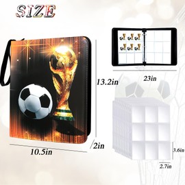 Trading Card Binder 900 Pockets, Soccer Card Binder Holder with 50 Removable Sleeves Fits 900 Sport Cards, Soccer Card Collector Album with Zipper Storage Display Case