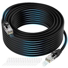Cable Ethernet Cat 6 de 25 pies, cable de Internet Cat6 de larga velocidad, cable de conexión negro sin enganches, flexible, red, LAN, PoE, conector RJ45 estándar para PC, servidor, enrutador, módem,