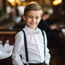 Medsuo Adjustable Kids Bow Tie Pre-tied Bowtie Classic Solid Color Children Bow Tie Little Boys' Bow Ties Neck Bowtie for Kids Toddler Baby Wedding Party Photo - White