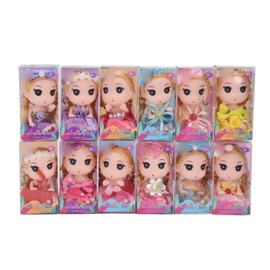12pcs Girl Doll Keychain Colorful Dress Cute Exquisite Mini Doll Keyring Decoration Birthday Gift