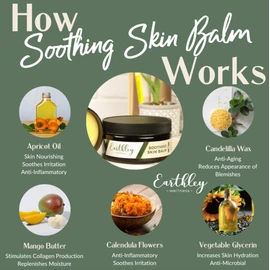 Earthley Wellness Soothing Skin Balm, Natural Moisturizing Cream for Dry, Flaky, Itchy Skin, Calendula & Mango Butter, Family-Safe Formula, 4 oz