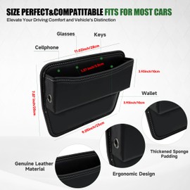 AIUSLN 2-Pack Car Seat Gap Filler Organizer, Stylish& Superior Leather Seat Gap filler Organizer Storages for Car SUV Truck with Cable Hole Phone, Keys 9.05in/23cm(L)×7.87in/20cm(H)×1.3.7in/3.5cm(W)