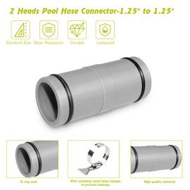 Filter Pump Hose Connector, Pool Hose Connector 1.25’ to 1.25’, Pool Hose Adapter Coupling for Filter Pumps - 2 Heads