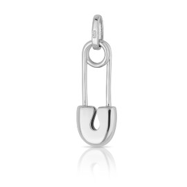 NKlaus Pendant Safety Pin 925 Sterling Silver rhodium plated 19 x 7,5mm Pin Amulet Talisman 4881