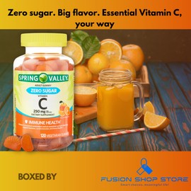 Spring Valley Vitamin C Sugar Free Gummies- 250mg 120ct (Pack of 1), Boxed by Fusion Shop Store