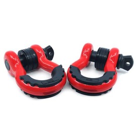 GA GearAmerica Heavy Duty D-Ring Shackles 58,000 lbs Capacity - Tow Shackle, 7/8" Pin & Washers - Securely Connect Tow Strap or Winch Rope for Off Road Recovery (Red, 2 Pack) - D Ring