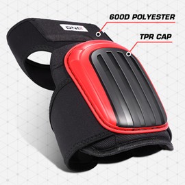 DNA MOTORING Knee Heavy Duty EVA Gel Foam Padding Kneepads with Adjustable Non-Slip Straps for Construction Gardening Flooring Welding, Red/Black, TOOLS-00510