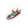 Speed Boat Santa and Reindeer Lake Party Boat Christmas Ornament