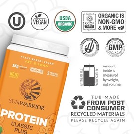 Clean Vegan Protein Powder Vanilla | Organic Protein Powder Plant Based Formula with 5 Superfood Blend Sprouted & Fermented | Non-GMO Low Carb Soy Dai