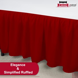 eBeddy Linens Dust Ruffle Bed Skirt Queen 18 Inch Drop – Split Corner Platform Style, 100% Egyptian Cotton, 800 TC, Burgundy Solid, Tailored Fit, Wrinkle-Resistant, Hidden Storage, Hotel Luxury