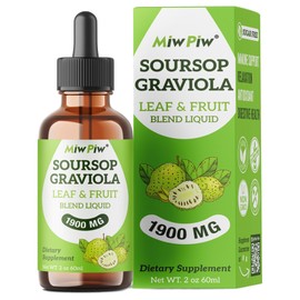Miw Piw Soursop Graviola Liquid Drops 1900MG 2Fl Oz, Soursop Bitter Leaf Extract Supplements, Sleep Relax Support and Immune Boost - Sugar Free, Natural Flavor, Herbal Goodness