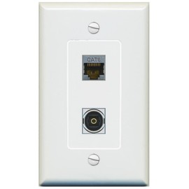 RiteAV 1 Port CAT6-SHIELDED 1 TOSLINK Jack Coupler Female-Female Decorative Wall Plate [Gray]