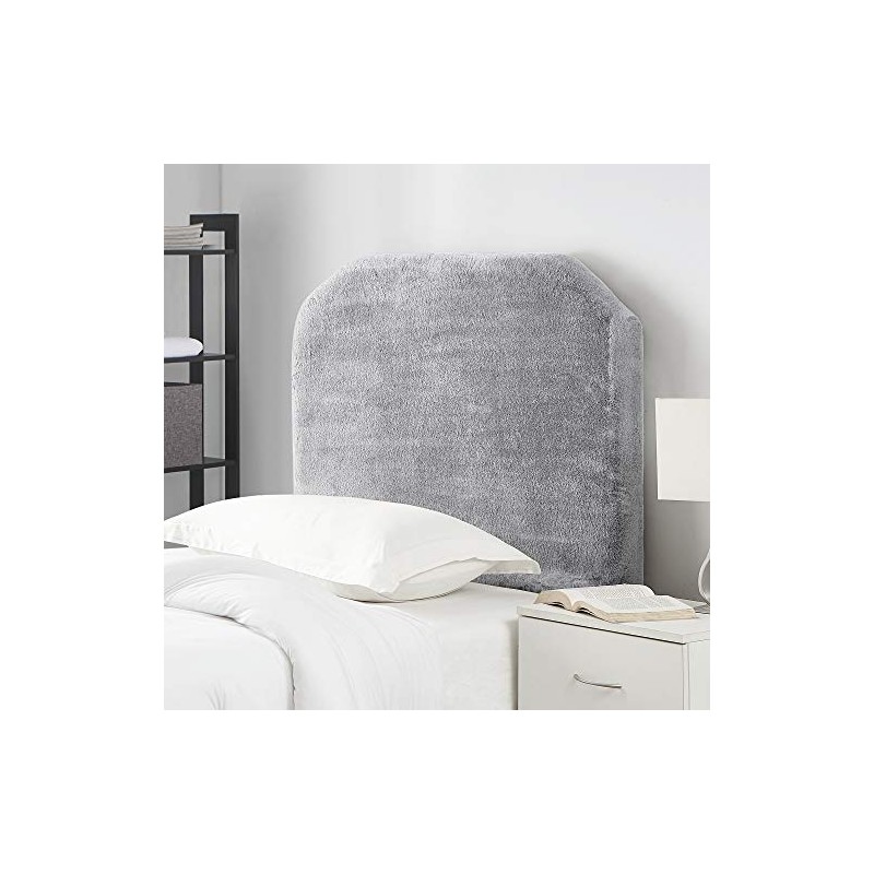 DormCo Mo' Fur College Headboard - Softest Plush Frosted Gray