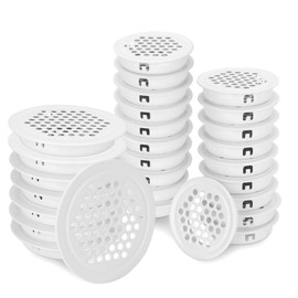 Furuising 28 pieces round ventilation grille, 35 mm and 53 mm, ventilation grille, stainless steel, ventilation grille, white, ventilation cover set for cabinet, wardrobe, shoe cabinets, caravan