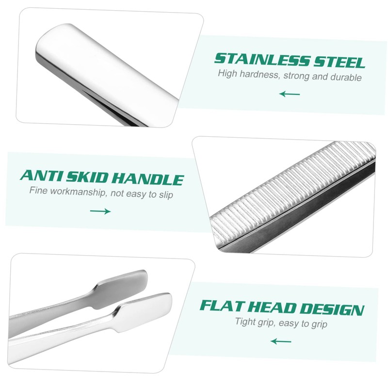 2pcs Silver Stamp Tweezers for Collecting Stamps Precision Flat Tip