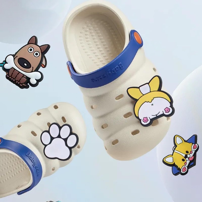 Corgi-Schuhanhänger für Clog-Schuhe, niedliche Hundeschuh-Dekorationen für Jungen und Mädchen, Cartoon-Welpenpfoten-Schuh-Zubehör
