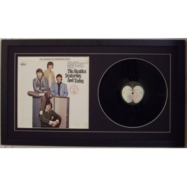 Album Frame for 12" LP Vinyl Album and Album Sleeve Black Frame & Black White Trim Matting Design