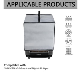 CouldyCasi Air Fryer Cover Heavy Duty Heat-resistant Waterproof Dust Protective Air Fryer Oven Cover Case Compatible with CHEFMAN Multifunctional Digital Air Fryer 10L Family Size (Grey)