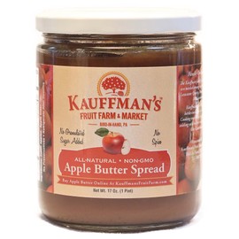 Kauffman's Fruit Farm Homemade Apple Butter Spread, Red Label (Plain Recipe), 17 Oz.