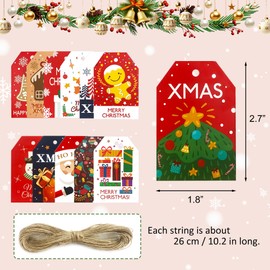 Qiuyan 48 PCS Xmas Gift Tags Christmas Labels with Jute String Christmas Name Tags for Presents Wrapping and Tree Decoration (12 Styles)