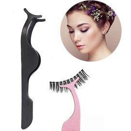 Eyelashes Tweezers Professional Eyelash Extension Curlers 3PCS False Eyelash Applicator Tool Remover Clip Stainless Steel(Black, Champagne Purple,Assorted Color)