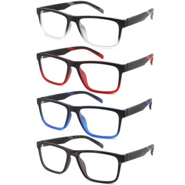 acavefox 4 Pack Reading Glasses 1.5 Men Readers Computer Blue Light Blocking Fashion Comfortable Eyeglasses with Spring Hinge