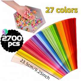 2700 PCS Stars Paper, Star Paper Strip 27 Colors Mixed, Star Origami Lucky Star Decoration Paper Strips Star Origami Strip Origami Strip Wishing Lucky Star Hand-Folded Star Paper DIY Art Crafts