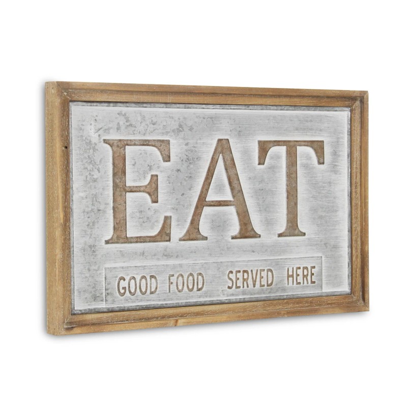 Homeroots 14" X 21" Gray and Brown Eat Wood and