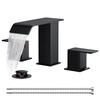 FORIOUS Bathroom Faucets 3 Hole,Matte Black 8 Inch Widespread Bathroom