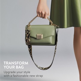 Navaris Replacement Bag Strap - Extra Long 75-138cm (29-1/2-54-3/8") Strap with Clips for Your Purse Handbag Shoulder Bag or Cross Body Bag - Khaki Leopard