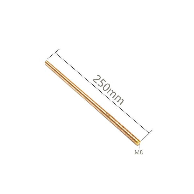 Smartsails M8 x 250mm Brass Fully Threaded Rod, Right Hand