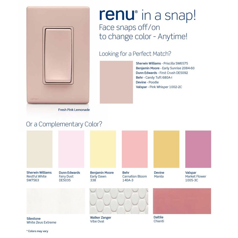 Leviton REWP2-FP Renu Two-Gang Screwless Snap-On Wallplate, Fresh Pink Lemonade