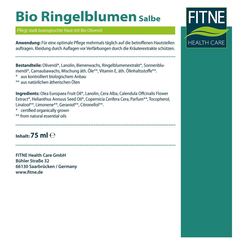 FITNE Organic Marigold Ointment with Organic Olive Oil, Healing Ointment