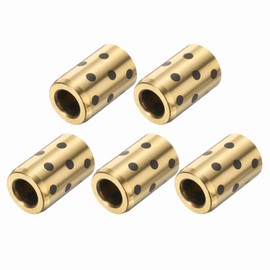 sourcing map 5pcs Sleeve Bearings 8mm Bore x 15mm OD x 24mm Height, Wrapped Oilless Bushings Brass Graphite, JDB Oilless Graphite Lubricating Cast Brass Bushing