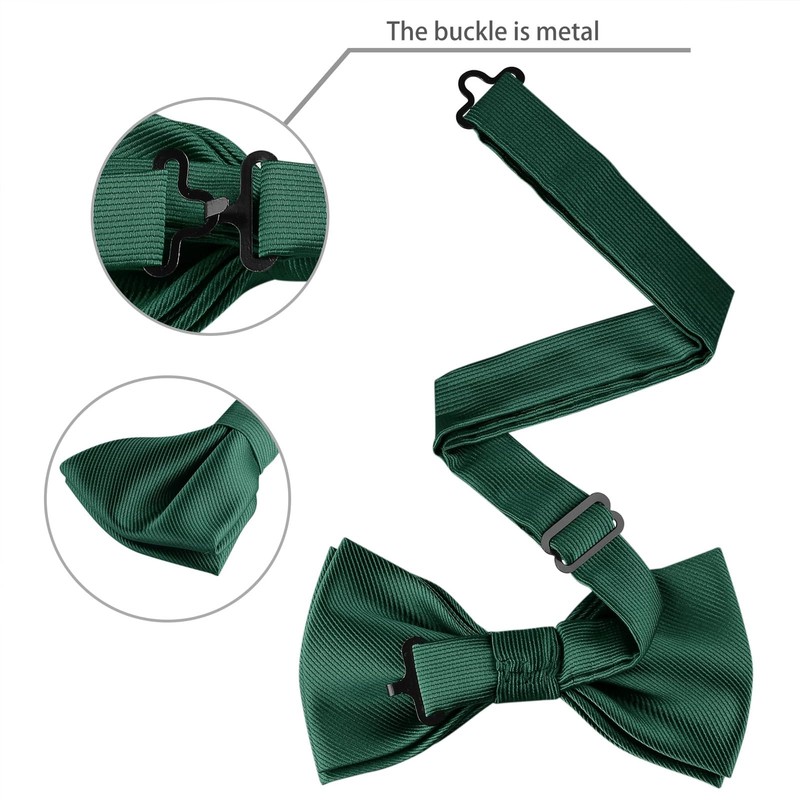 Scinzene Men's Green Bow Tie with Pocket Square Set -
