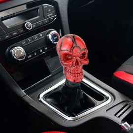 Arenbel Skeleton Racing Shift Stick Speed Knob Replacement Skull Gear Lever Shifter Handle Fit Most Manual Auto Cars, Red Pattern