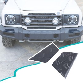 Hudiriy Car Alloy Black Front Bumper Protection Pedal Corner Cover Compatible with Ineos Grenadier 2020-2024 Front Bumper Guards Pads End Caps Cover Decoration External Accessories