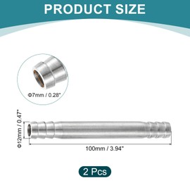 sourcing map 2Pcs 12x100mm Hose Barb Equal Pipe Fitting, 304 Stainless Steel Pipe Adapter Connection Fitting for Vacuum Systems, Industrial Connections, Pneumatic Equipment, Silver