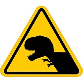 StickerTalk Caution T-Rex Vinyl Sticker, 5 inches by 4.5 inches