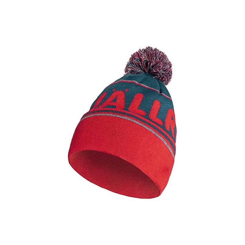 Fjällräven Unisex Pom Hat, Storm/True Red